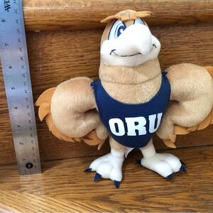 Plush Oral Robert’s University mascot Eagle Toy in Blue and Tan